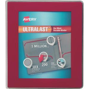 imageAvery Ultralast 3 Ring Binders 1 Inch Slant Rings Assorted 2 Black 2 Blue 1 Red 1 White 6 Binders 79728Red