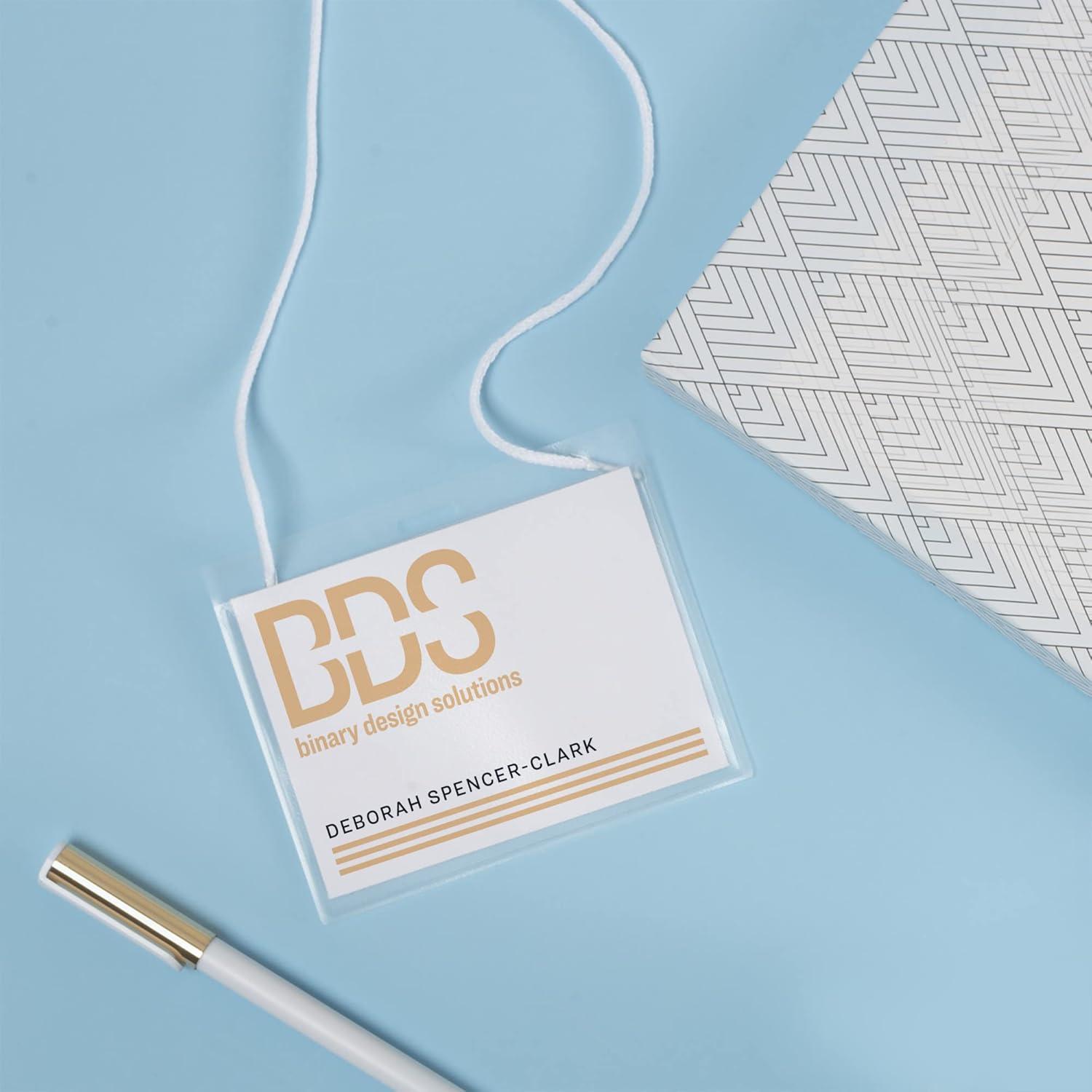 imageAvery Customizable Name Badges Includes Cords 3quot x 4quot LaserInkjet Printable Inserts 100 Name Tag Holders per Pack 500 Total 5 Packs of 74459200