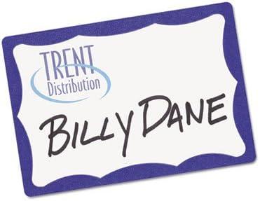 imageAvery Customizable Name Tags 213quot x 338quot White with Blue Border 6 Packs of 100 600 Removable Name Badges Total 44144Blue Border