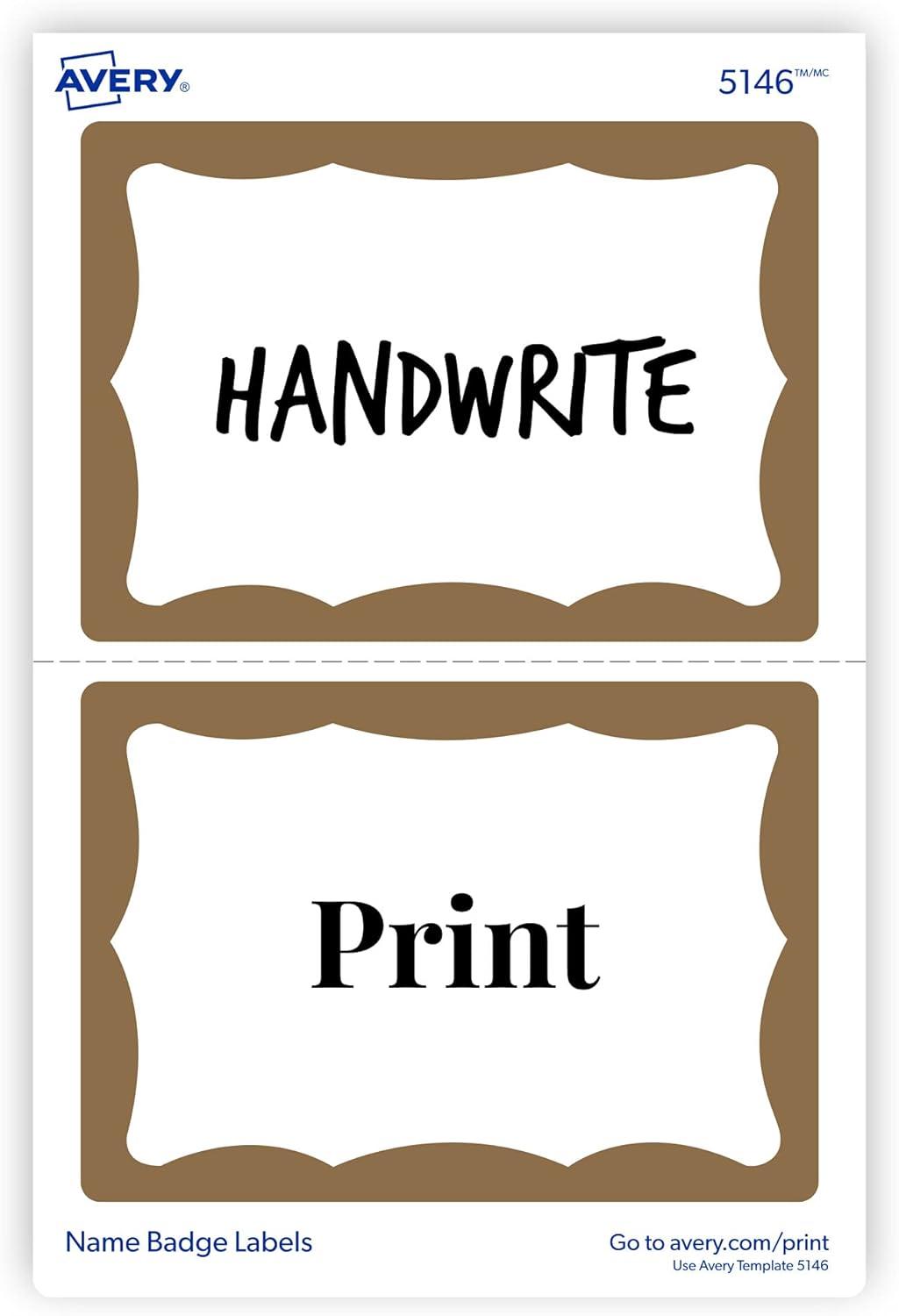 imageAvery Customizable Name Tags 213quot x 338quot White with Blue Border 6 Packs of 100 600 Removable Name Badges Total 44144Gold
