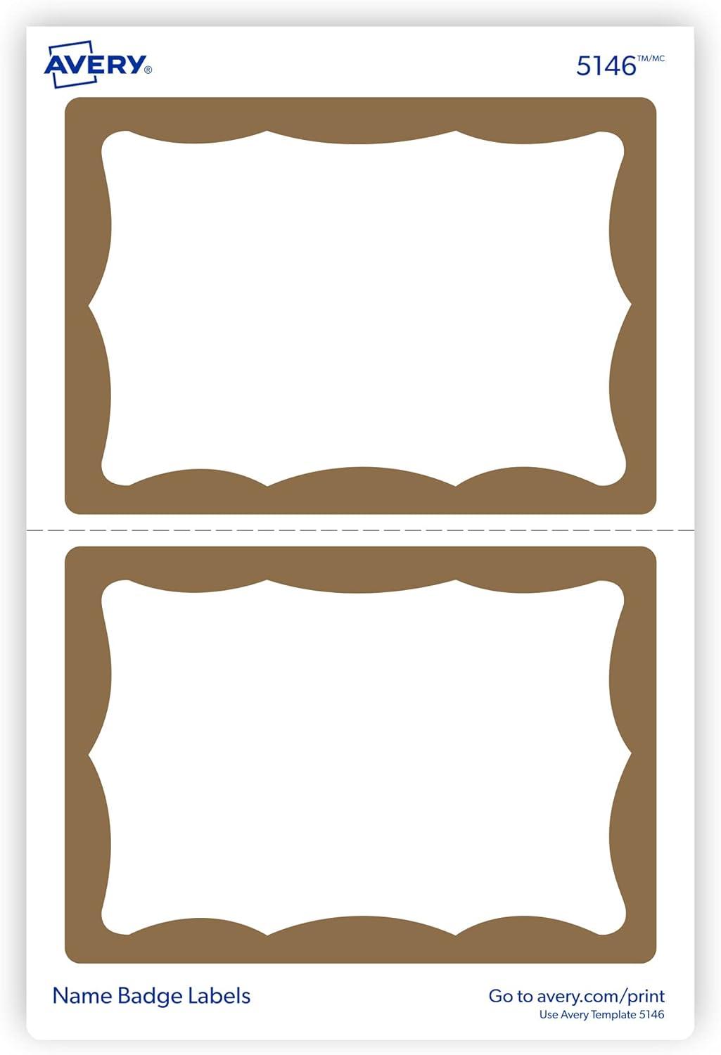 imageAvery Customizable Name Tags 213quot x 338quot White with Blue Border 6 Packs of 100 600 Removable Name Badges Total 44144Gold