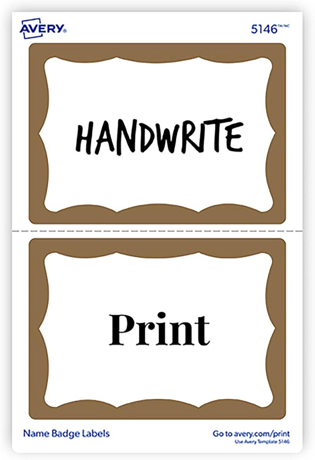 imageAvery Customizable Name Tags 213quot x 338quot White with Blue Border 6 Packs of 100 600 Removable Name Badges Total 44144Gold Border