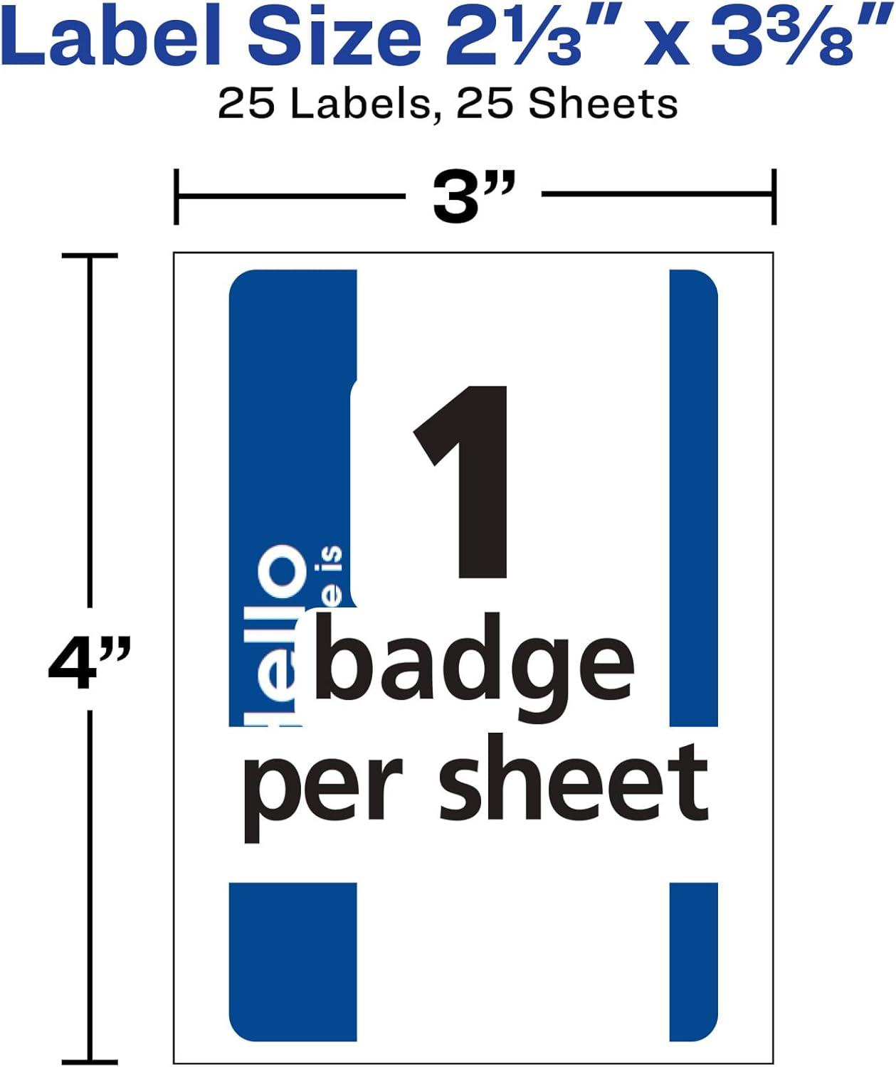 imageAvery Customizable Name Tags Hello My Name is 213quot x 338quot White Blue Border Removable Adhesive NonPrintable 25 Total 617525 Count Pack of 1