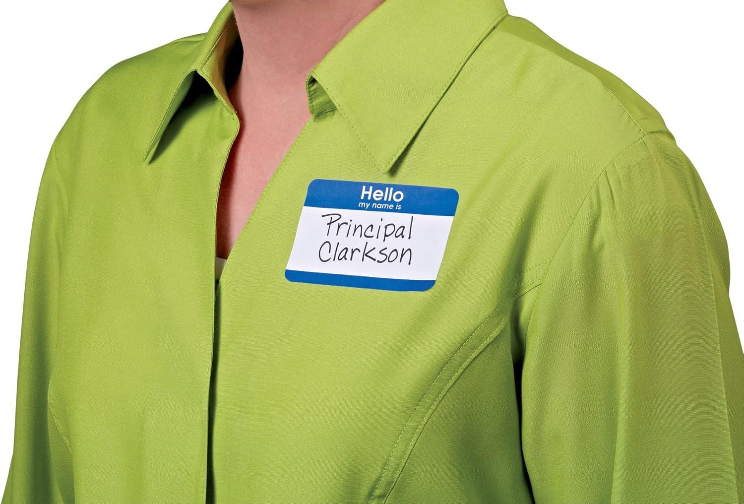 imageAvery Customizable Name Tags Hello My Name is 213quot x 338quot White Blue Border Removable Adhesive NonPrintable 25 Total 617525 Count Pack of 2