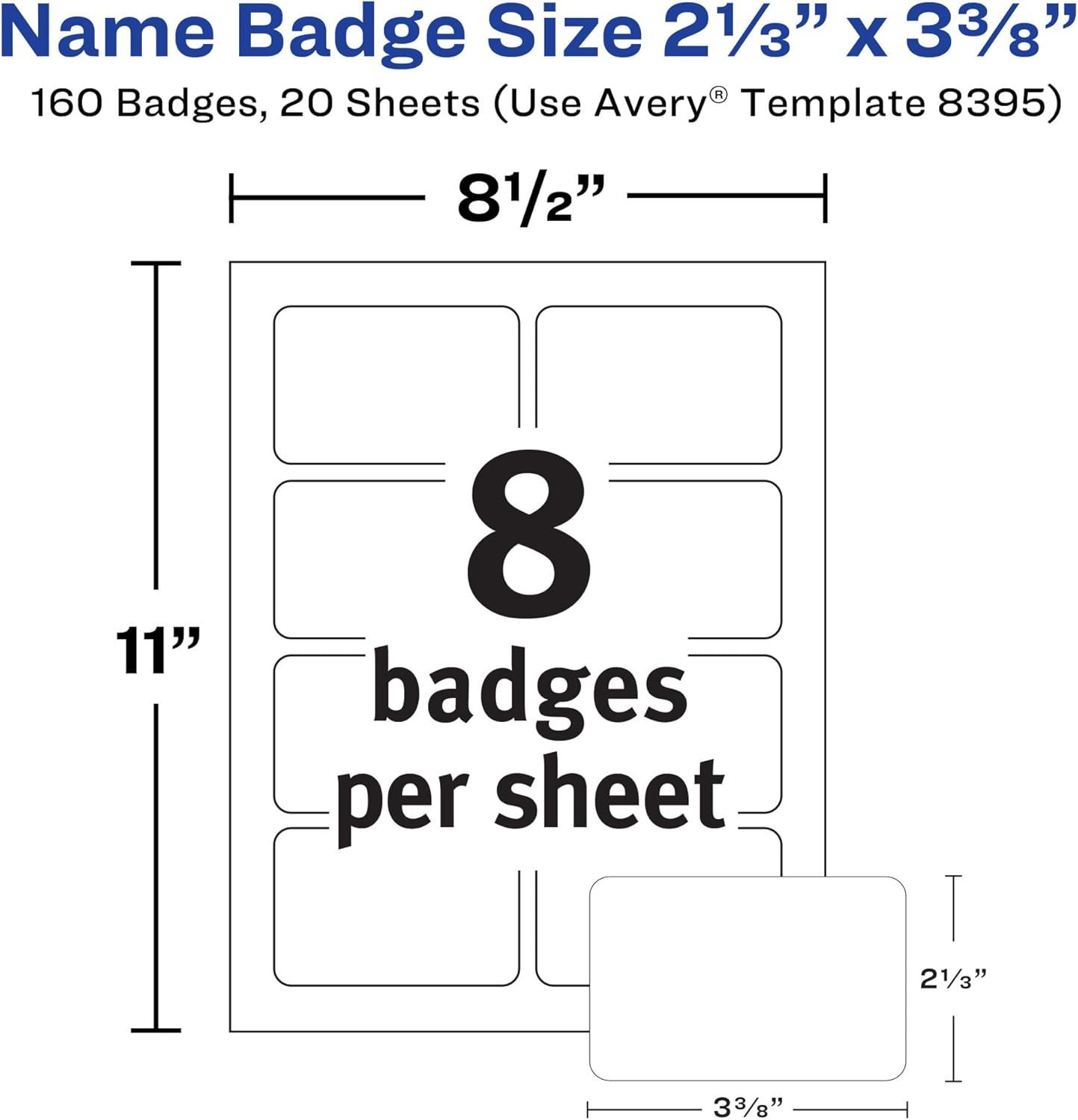 imageAvery Flexible Printable Name Badges 213quot x 338quot Rectangle Labels White 5 Packs 800 Removable Name Tag Stickers Total 8395