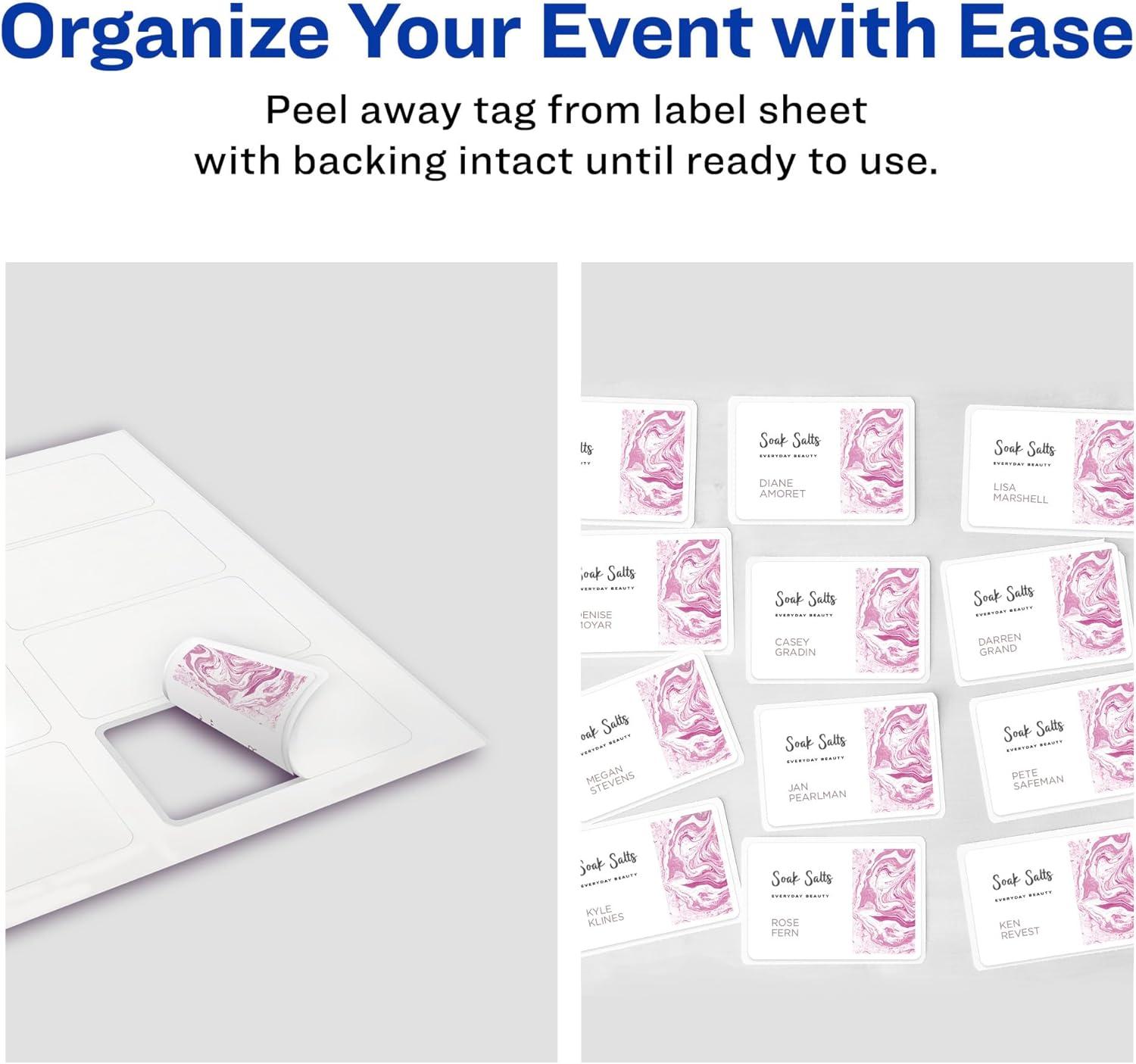 imageAvery Flexible Printable Name Badges 213quot x 338quot Rectangle Labels White 5 Packs 800 Removable Name Tag Stickers Total 8395