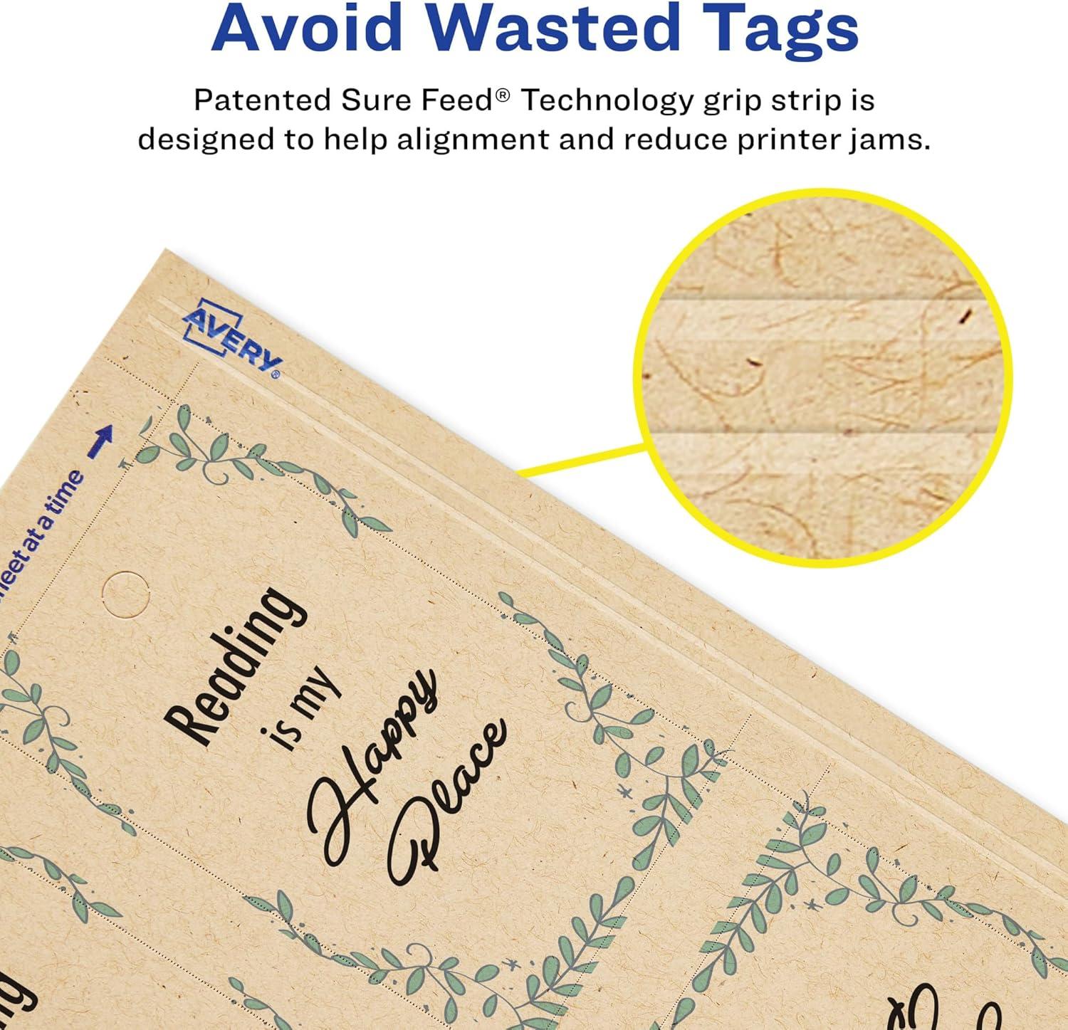 imageAvery Tags with Metallic Gold Borders and Strings 2quot x 35quot 40 Total LaserInkjet Printable Tags 3326Kraft Brown