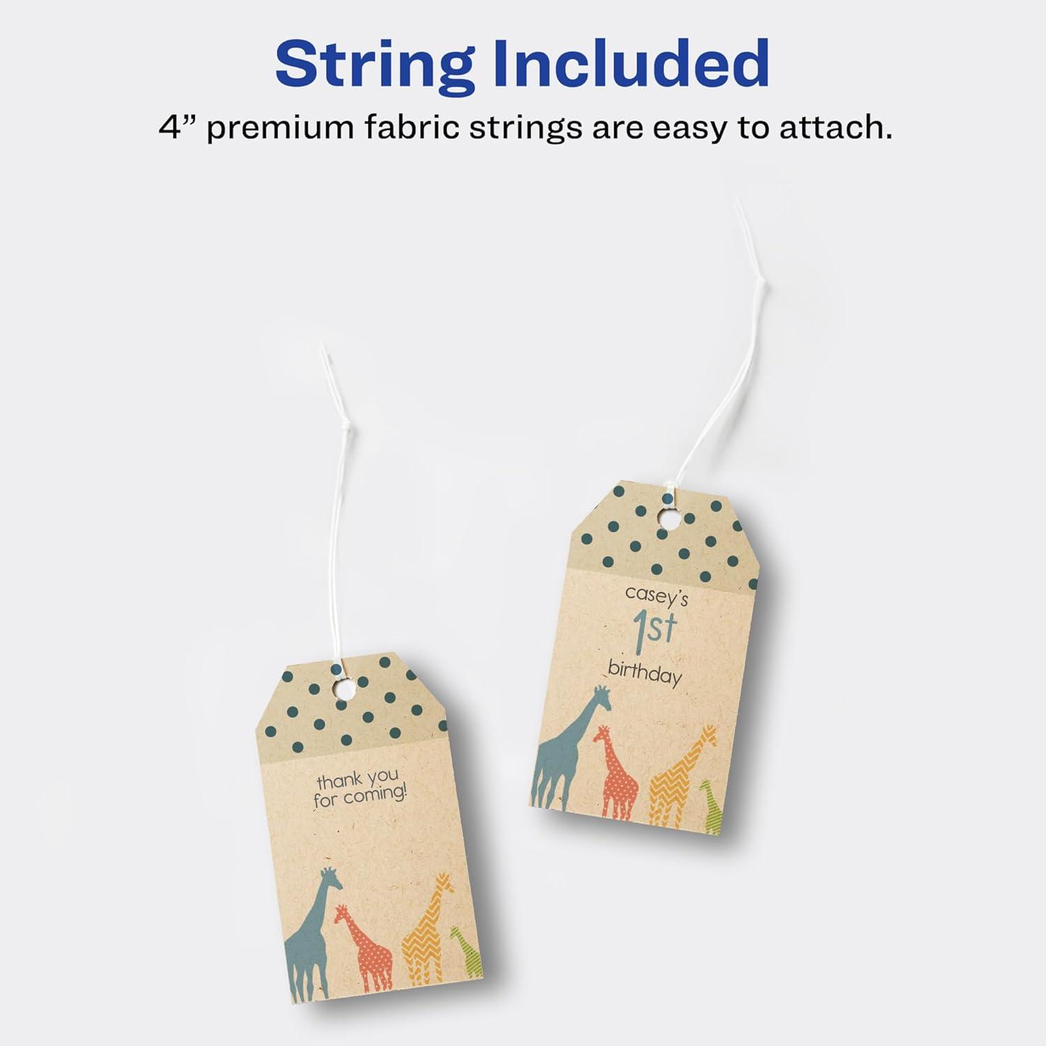 imageAvery Tags with Metallic Gold Borders and Strings 2quot x 35quot 40 Total LaserInkjet Printable Tags 3326Kraft BrownBanner