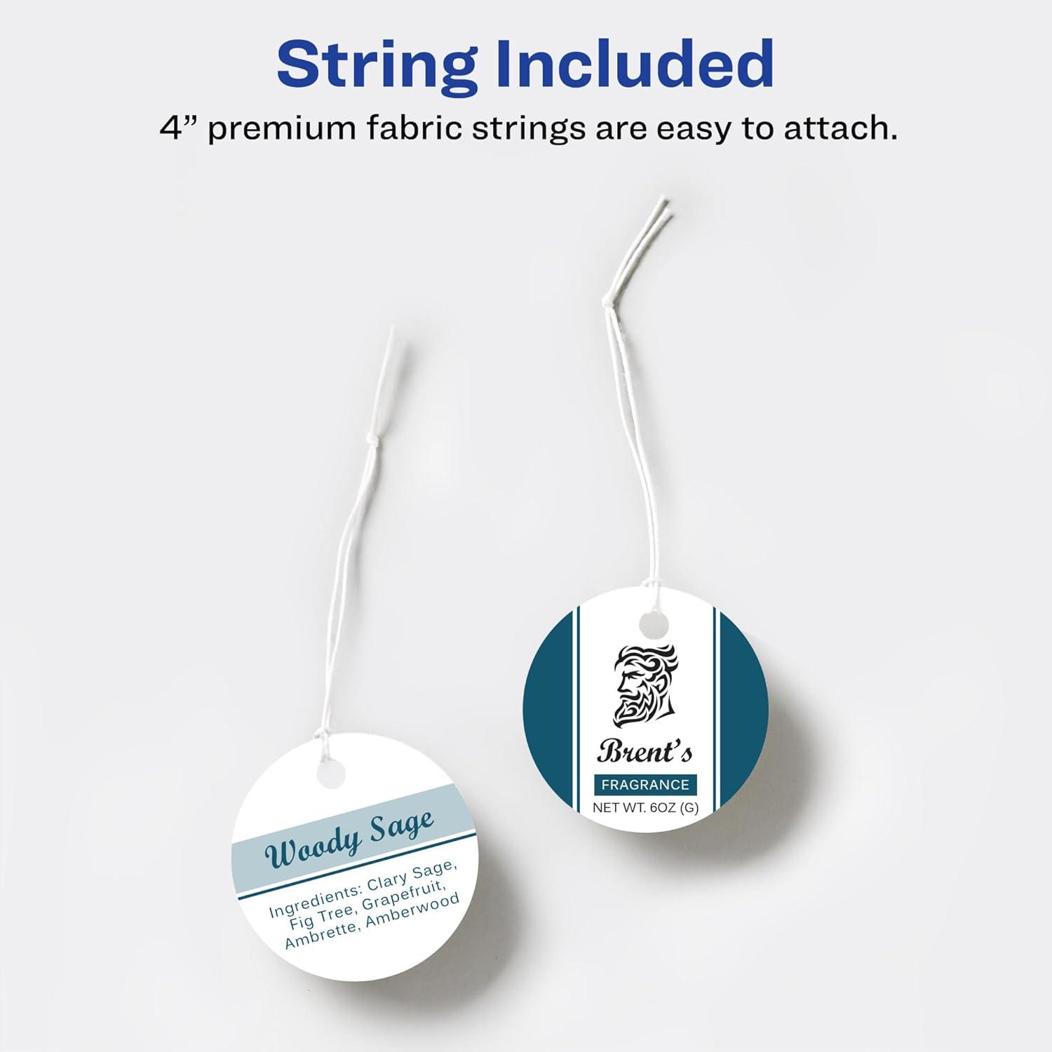 imageAvery Tags with Metallic Gold Borders and Strings 2quot x 35quot 40 Total LaserInkjet Printable Tags 3326Matte White