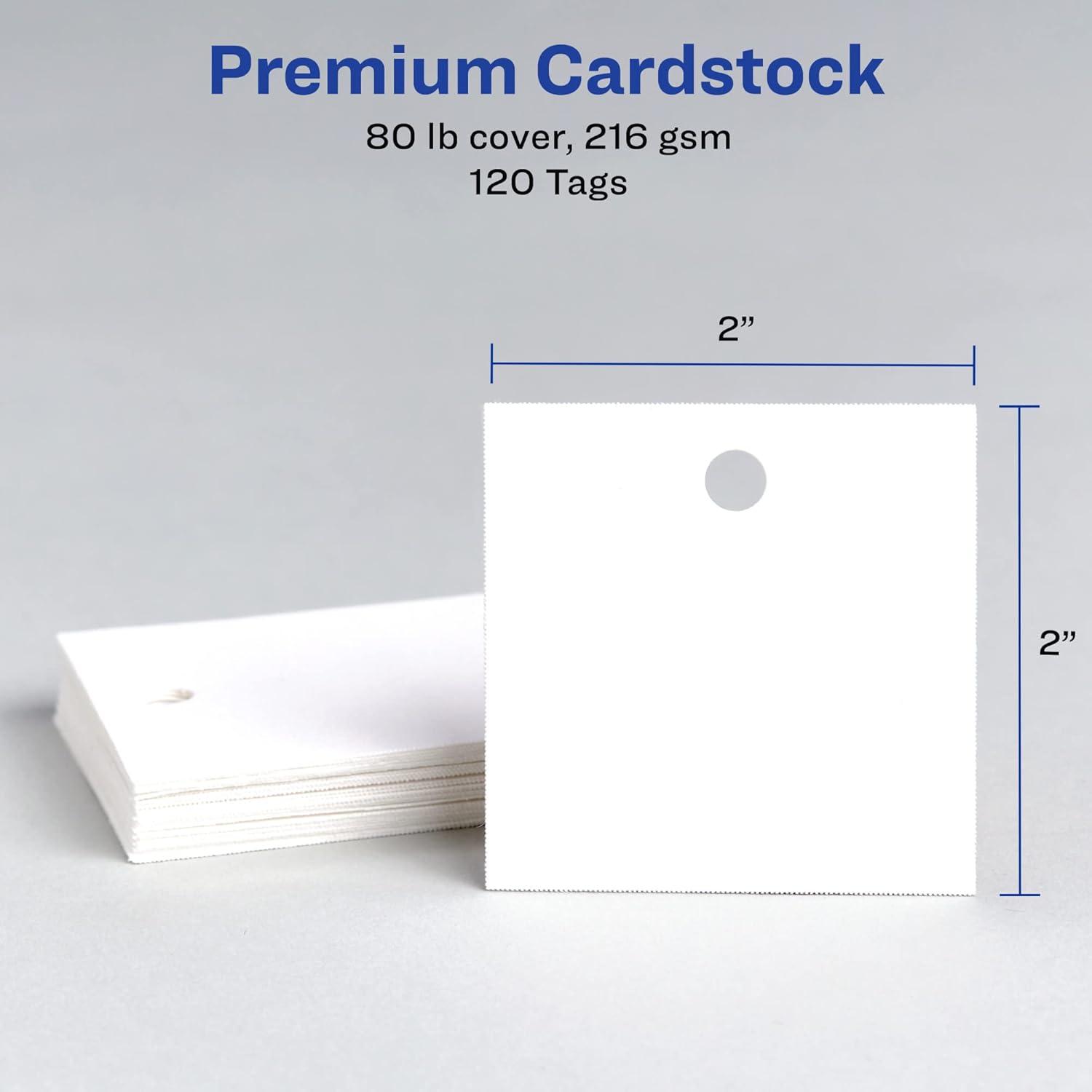 imageAvery Tags with Metallic Gold Borders and Strings 2quot x 35quot 40 Total LaserInkjet Printable Tags 3326Matte White
