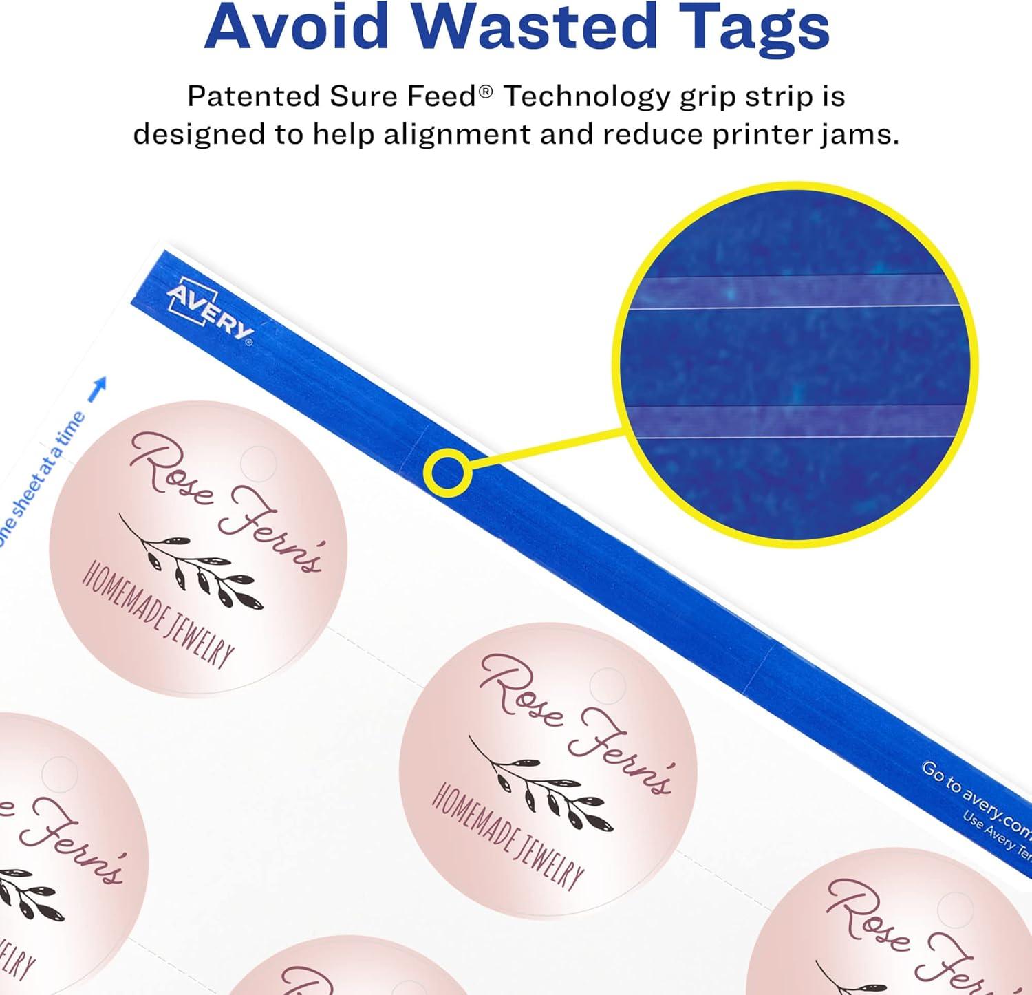 imageAvery Tags with Metallic Gold Borders and Strings 2quot x 35quot 40 Total LaserInkjet Printable Tags 3326Matte White
