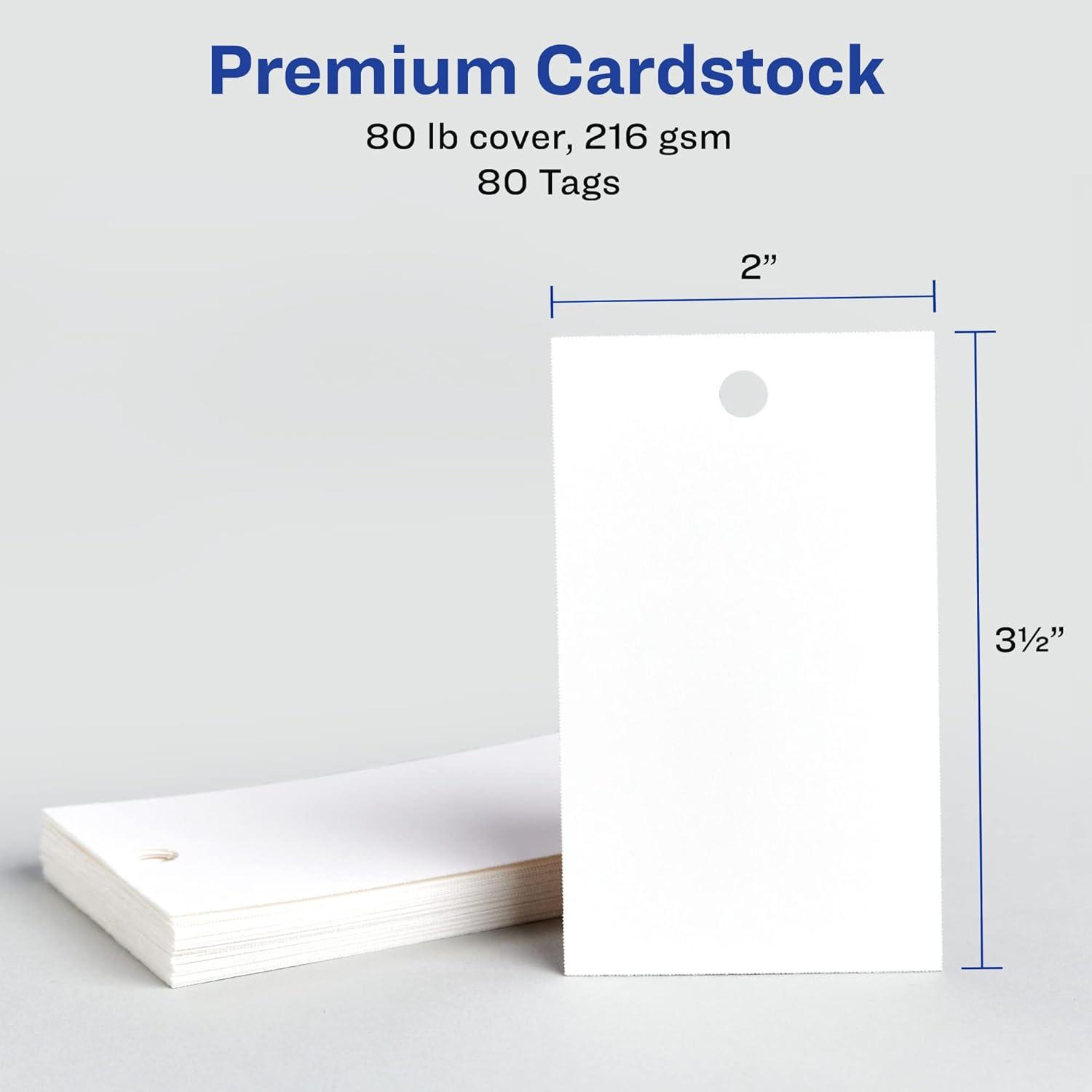 imageAvery Tags with Metallic Gold Borders and Strings 2quot x 35quot 40 Total LaserInkjet Printable Tags 3326Matte White