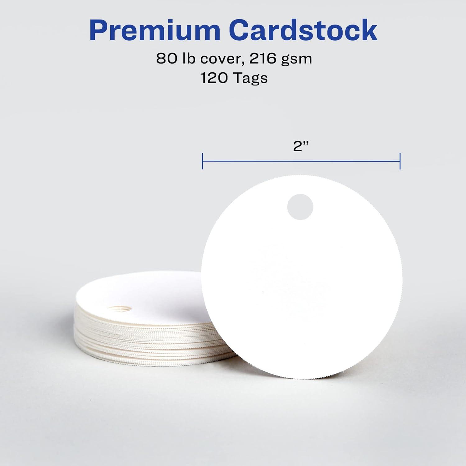 imageAvery Tags with Metallic Gold Borders and Strings 2quot x 35quot 40 Total LaserInkjet Printable Tags 3326Matte White