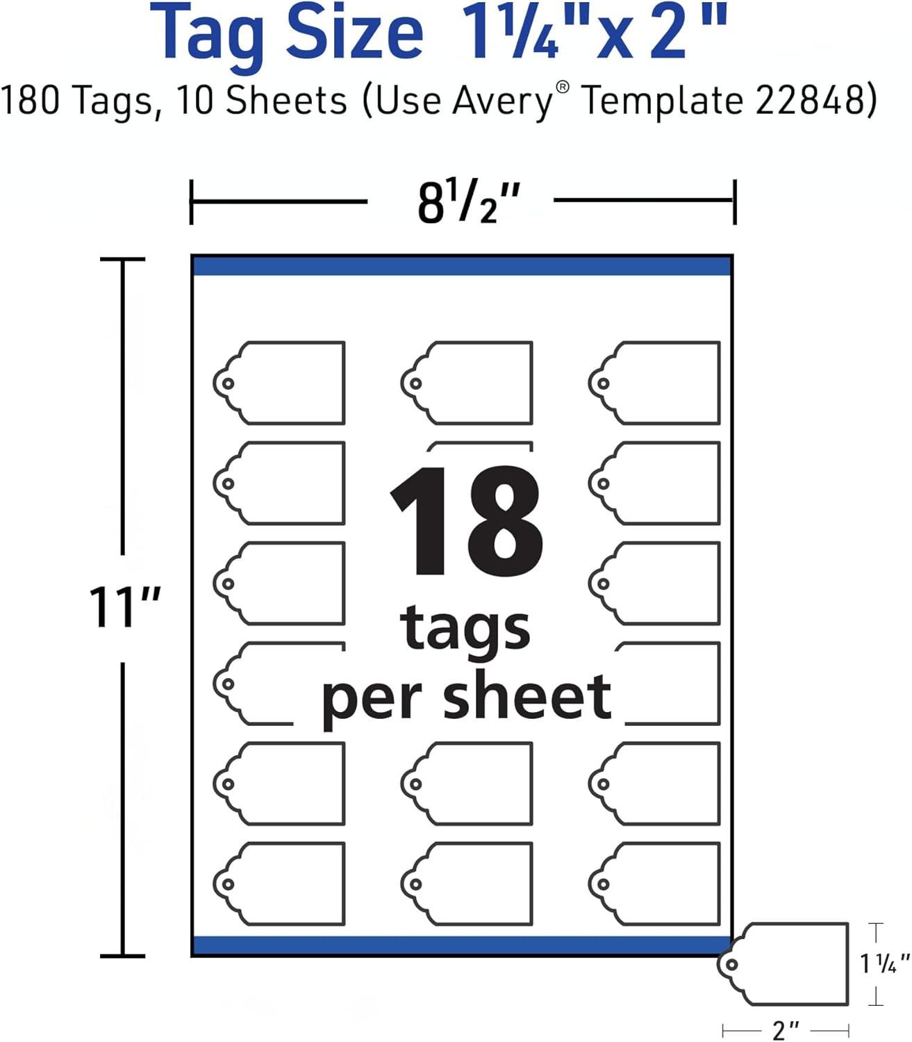 imageAvery Tags with Metallic Gold Borders and Strings 2quot x 35quot 40 Total LaserInkjet Printable Tags 3326White