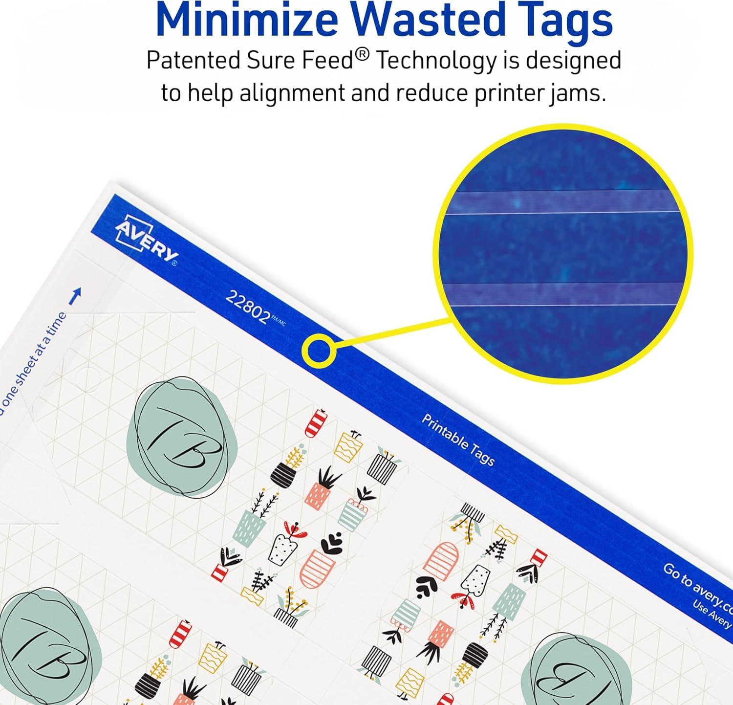 imageAvery Tags with Metallic Gold Borders and Strings 2quot x 35quot 40 Total LaserInkjet Printable Tags 3326White