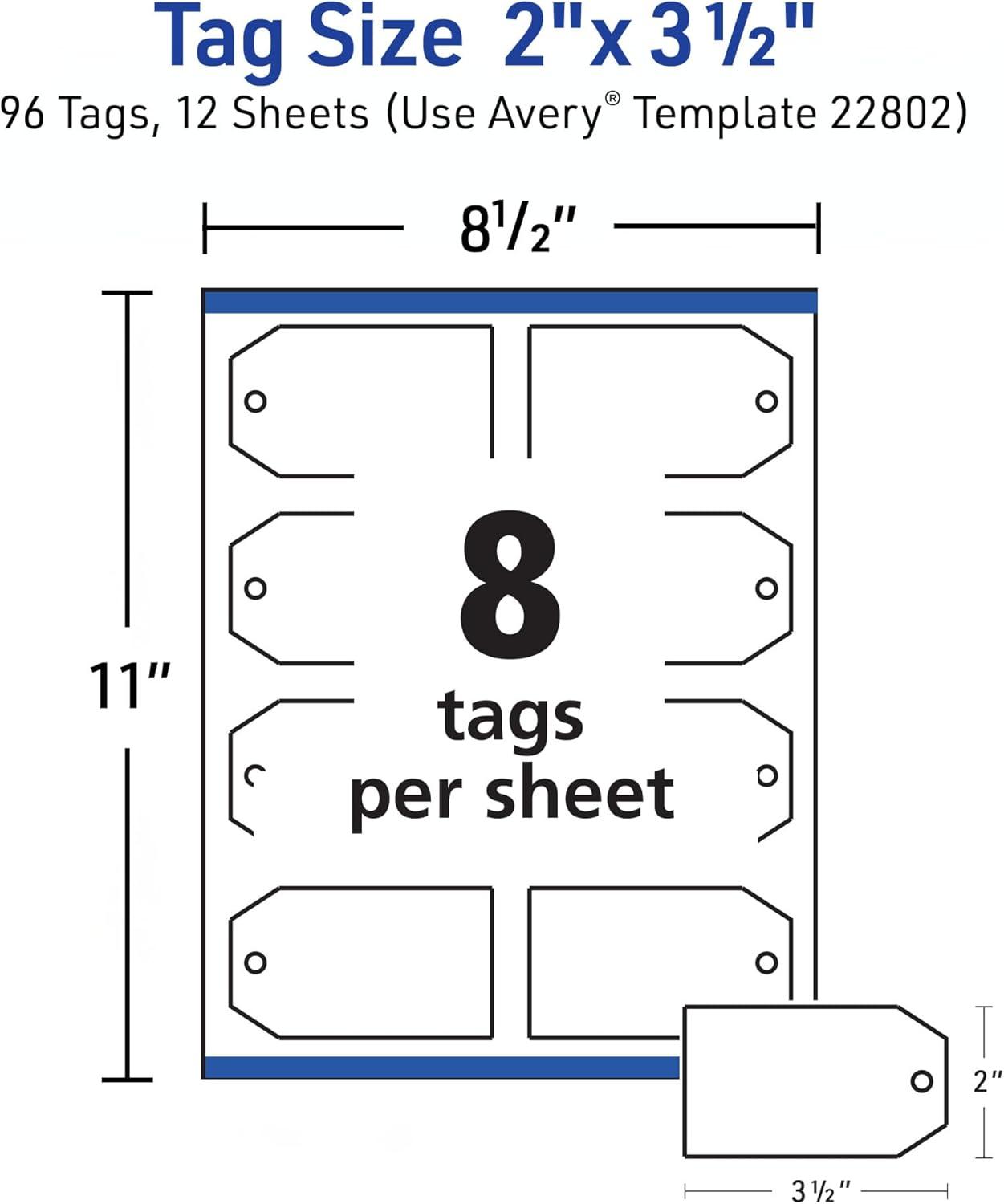 imageAvery Tags with Metallic Gold Borders and Strings 2quot x 35quot 40 Total LaserInkjet Printable Tags 3326White
