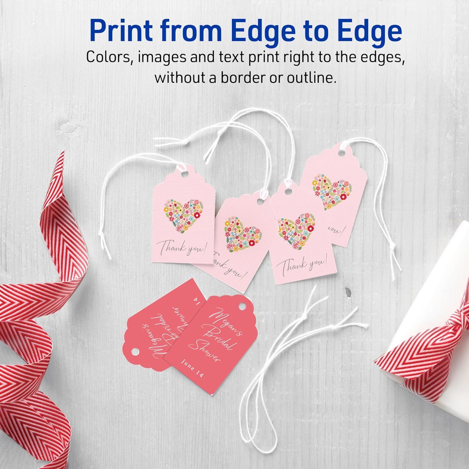 imageAvery Tags with Metallic Gold Borders and Strings 2quot x 35quot 40 Total LaserInkjet Printable Tags 3326White