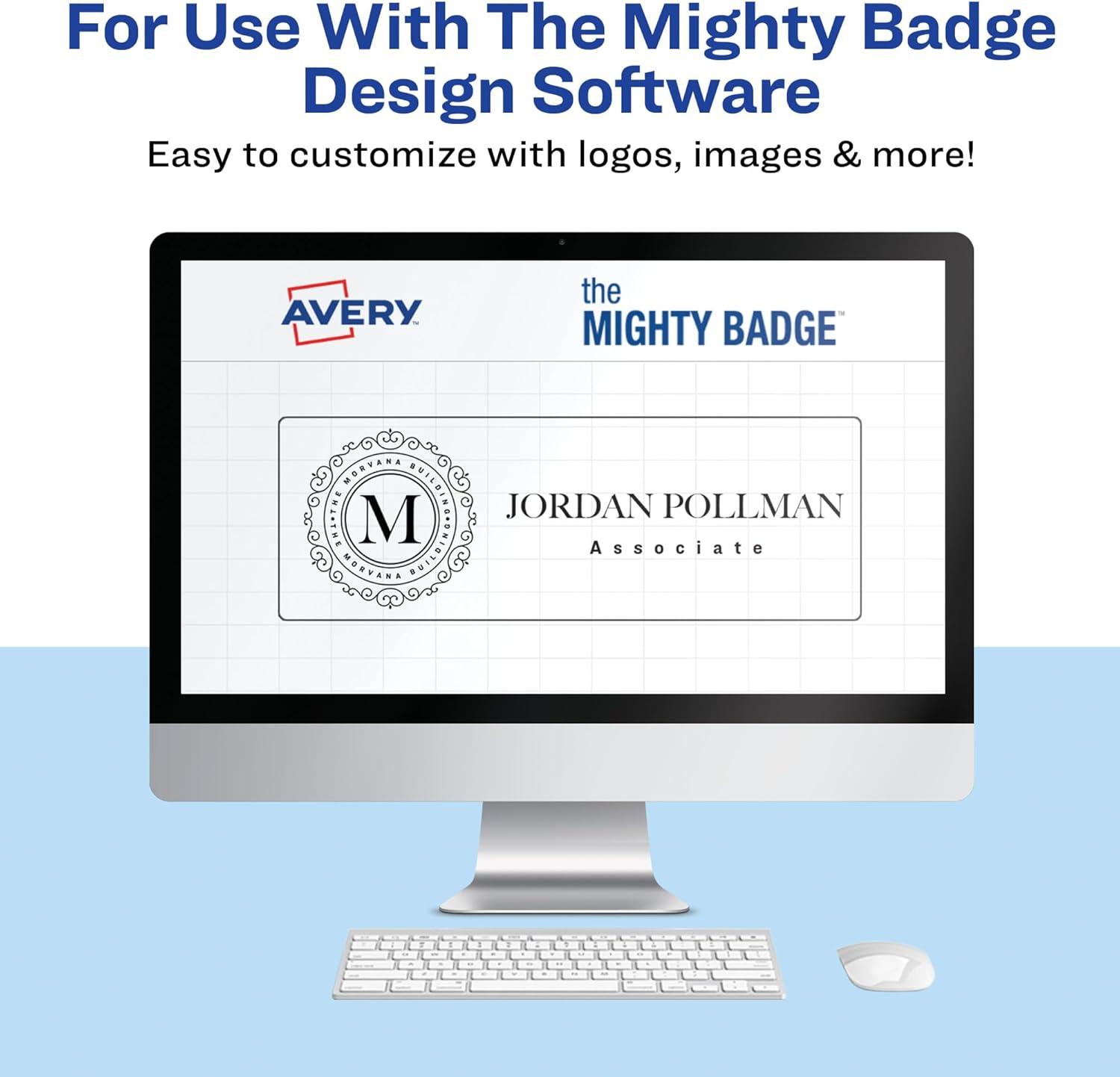 imageThe Mighty Badge by Avery 1quot x 3quot Gold Name Tags 10 ID Badges 80 Inserts for Laser Printers 7120410 badges Pack of 5