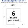 imageAvery Customizable Name Badges Clip Style 3quot x 4quot Clear Name Tag Holders White LaserInkjet Printable Inserts 100 Total 745413 x 4 Pack of 5