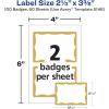 imageAvery Customizable Name Tags 213quot x 338quot White with Blue Border 6 Packs of 100 600 Removable Name Badges Total 44144Gold Border