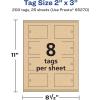 imageAvery Printable Rectangle Printable Tags Sure Feed Technology 2quot x 3quot Kraft Brown Cardstock PrinttotheEdge LaserInkjet Tags 200 Total200 tags
