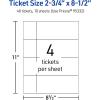 imageAvery Printable Rectangle Tickets 234quot x 812quot Glossy White Cardstock LaserInkjet Printable 100 Total40 cards