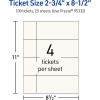 imageAvery Printable Rectangle Tickets 234quot x 812quot Matte Ivory Cardstock LaserInkjet Printable 40 Total100 cards
