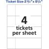 imageAvery Printable Tickets 275quot x 85quot LaserInkjet 100 Total Great for Raffle Tickets 16430White