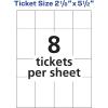 imageAvery Printable Tickets 275quot x 85quot LaserInkjet 100 Total Great for Raffle Tickets 16430White