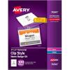 imageAvery Customizable Name Badges Clip Style 3quot x 4quot Clear Name Tag Holders White LaserInkjet Printable Inserts 100 Total 745413 x 4