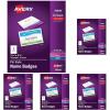 imageAvery Customizable Name Badges Pin Style 225quot x 35quot Clear Name Tag Holders White LaserInkjet Printable Inserts 100 Total 74549100 Pack of 5