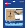 imageAvery Printable Rectangle Business Cards Sure Feed Technology 2quot x 312quot Kraft Brown Cardstock PrintToTheEdge LaserInkjet Printable 80 Total400 cards