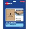 imageAvery Printable Rectangle Postcards 35quot x 5quot Kraft Brown Cardstock PrintToTheEdge LaserInkjet Cards 200 Total200 cards
