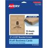 imageAvery Printable Rectangle Rounded Corner Business Cards Sure Feed Technology 2quot x 312quot Kraft Brown Cardstock PrintToTheEdge LaserInkjet Printable 80 Total80 cards