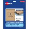 imageAvery Printable Rectangle Rounded Corner Tags Sure Feed Technology 2quot x 3quot Kraft Brown Cardstock PrintToTheEdge LaserInkjet Printable 80 Total Great for Custom Gift or Branding Tags80 cards
