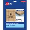 imageAvery Printable Rectangle Tickets 218quot x 512quot Kraft Brown Cardstock LaserInkjet Printable 400 Total400 cards