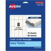 imageAvery Printable Rectangle Tickets 218quot x 512quot Matte Ivory Cardstock LaserInkjet Printable 200 Total80 cards