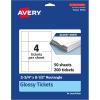 imageAvery Printable Rectangle Tickets 234quot x 812quot Glossy White Cardstock LaserInkjet Printable 100 Total200 cards