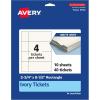 imageAvery Printable Rectangle Tickets 234quot x 812quot Matte Ivory Cardstock LaserInkjet Printable 40 Total40 cards