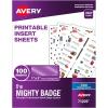 imageThe Mighty Badge by Avery 1quot x 3quot Inserts for Name Tags 100 Clear Inserts for Inkjet Printers Only 71209One Size Pack of 10