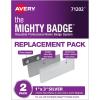 imageThe Mighty Badge by Avery 1quot x 3quot Silver Name Badge Replacement Pack 2 Name Tags 71202