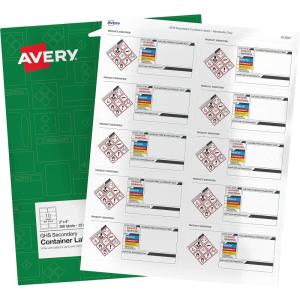 imageAVERY GHS Secondary Container Labels PrePrinted Handwrite Only 35quot x 5quot 100 Labels 612092 x 4