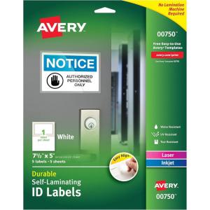 imageAvery 00756 Easy Align SelfLaminating ID Labels LaserInkjet 2 1516 x 3 516 White Pack of 1005 x 712