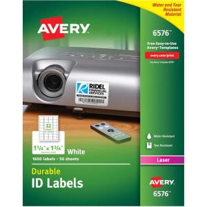 imageAvery Durable White Cover Up ID Labels for Laser Printers 0625quot x 3quot Pack of 1600 6577114 x 134