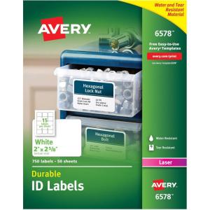 imageAvery Durable White Cover Up ID Labels for Laser Printers 0625quot x 3quot Pack of 1600 65772 x 258