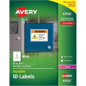 imageAvery Durable White Cover Up ID Labels for Laser Printers 0625quot x 3quot Pack of 1600 65775 x 312