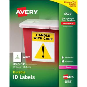 imageAvery Durable White Cover Up ID Labels for Laser Printers 0625quot x 3quot Pack of 1600 6577812 x 11