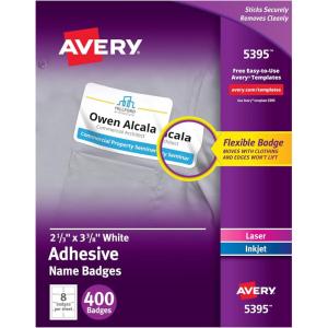 imageAvery Flexible Printable Name Tags 213quot x 338quot Matte White 160 Removable Name Badges 8395213 x 338
