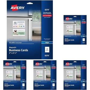 imageAvery Magnetic Printable Business Cards 2quot x 35quot Matte White 30 Blank Cards for Inkjet Printers 083742 x 312 Inches Pack of 5