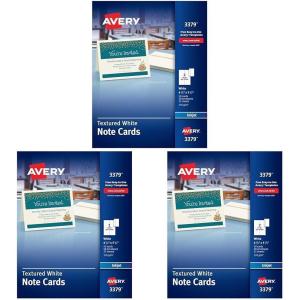 imageAvery Printable Note Cards with Envelopes 425quot x 55quot Textured White 50 Blank Note Cards for Inkjet Printers 03379Pack of 3